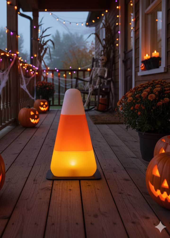 Candy Corn Traffic Cone – Tea Light/Path Light