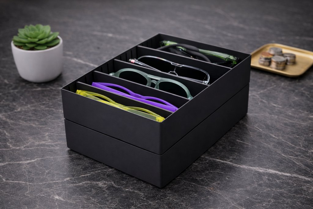 Gridfinity sunglasses organizer w/ modular divider