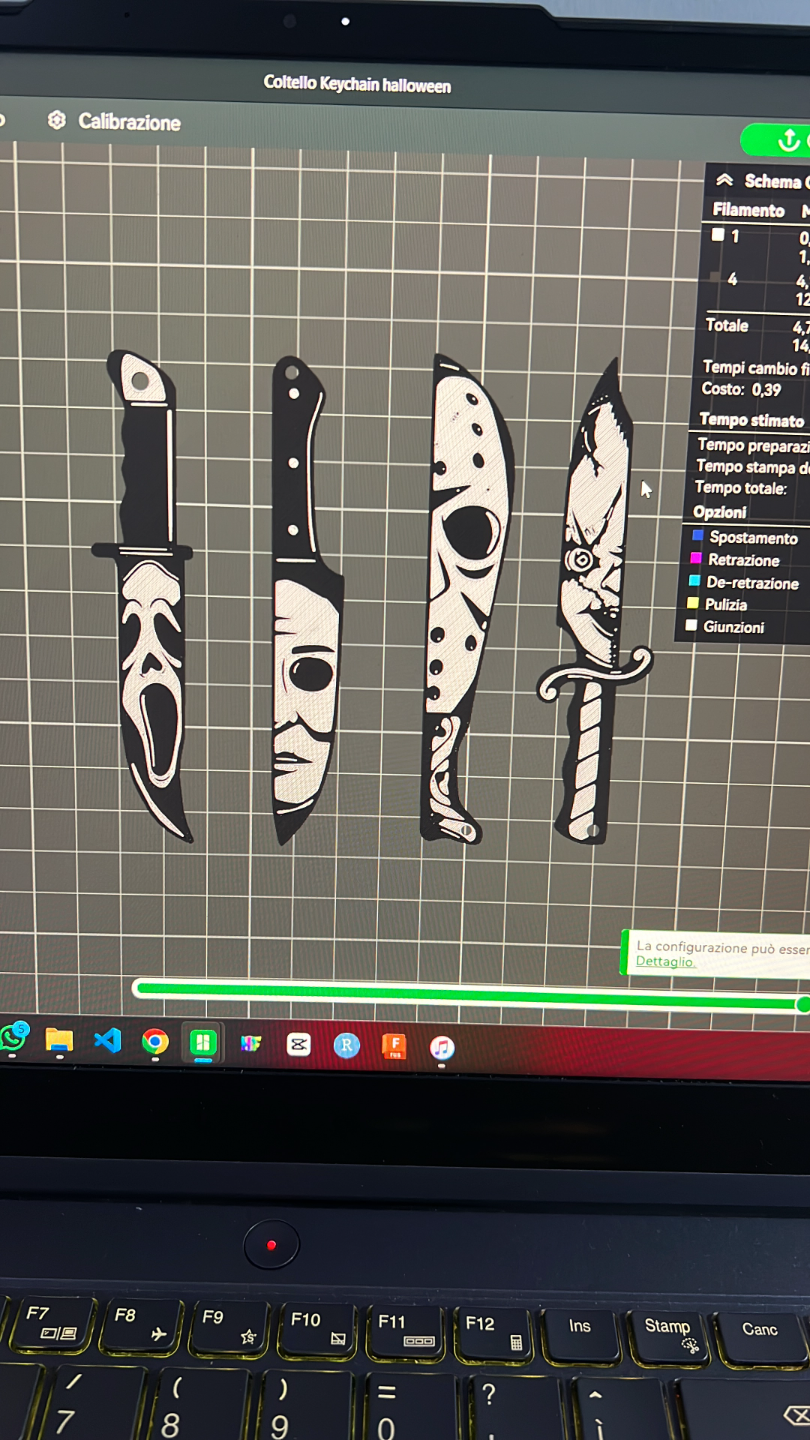 Kit of 4 halloween keychain knife horror