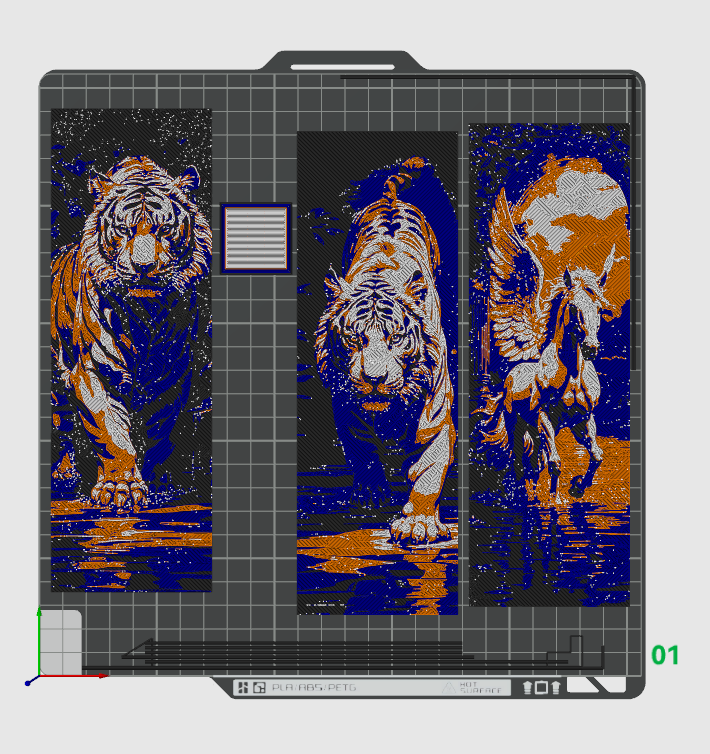 Creatures real and fantastical - Bengal Tiger, White Tiger and Pegasus - Set of 3 bookmarks