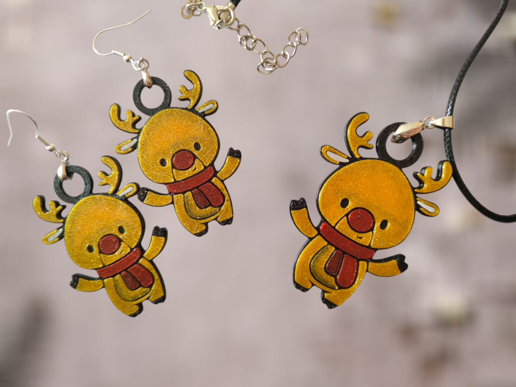 Cute Reindeer - Earrings and Necklace
