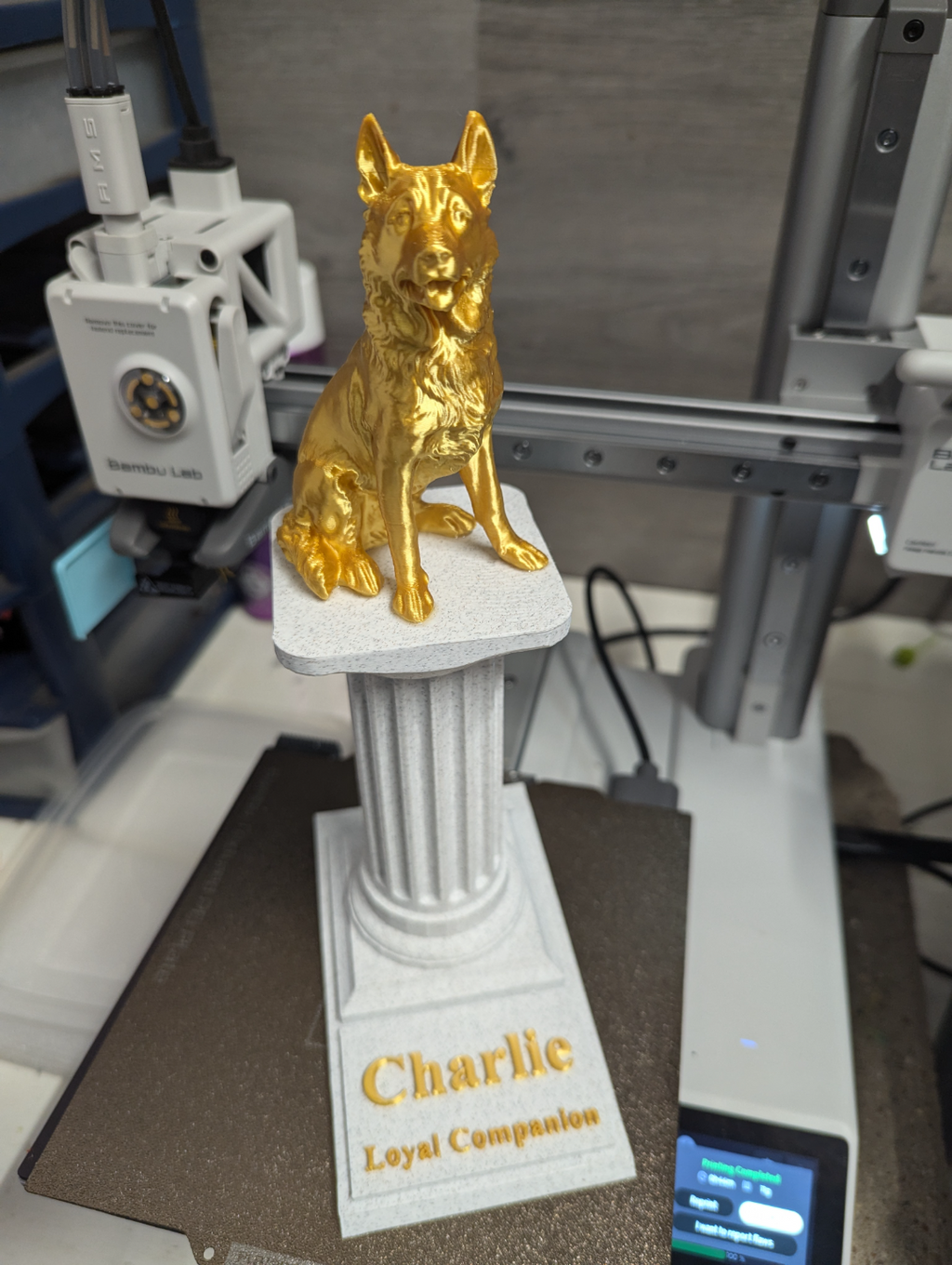 German Shepherd Statue on Podium
