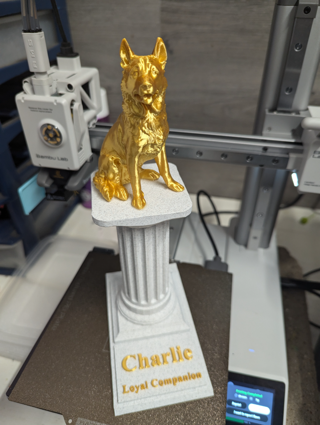 German Shepherd Statue on Podium