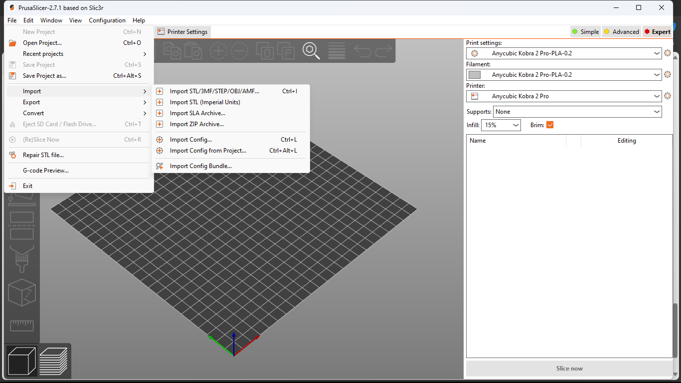My Prusa Slicer profile for Anycubic Kobra 2 Pro