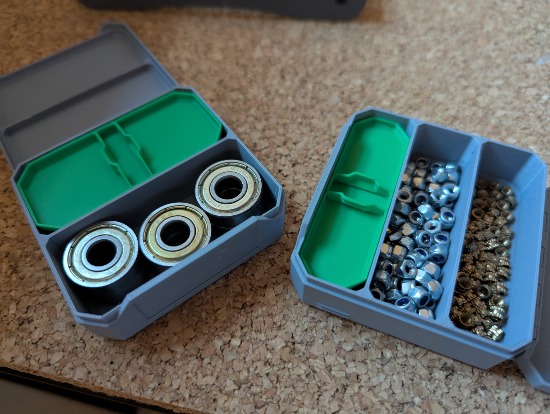 Temporary inserts for clamshell Parts Box