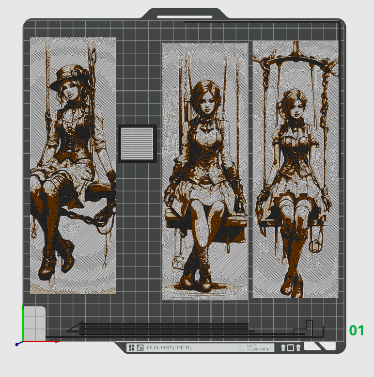 Victorian Era Window Washer Girl - Dressed for the daily Swing - Set of 3 Bookmarks