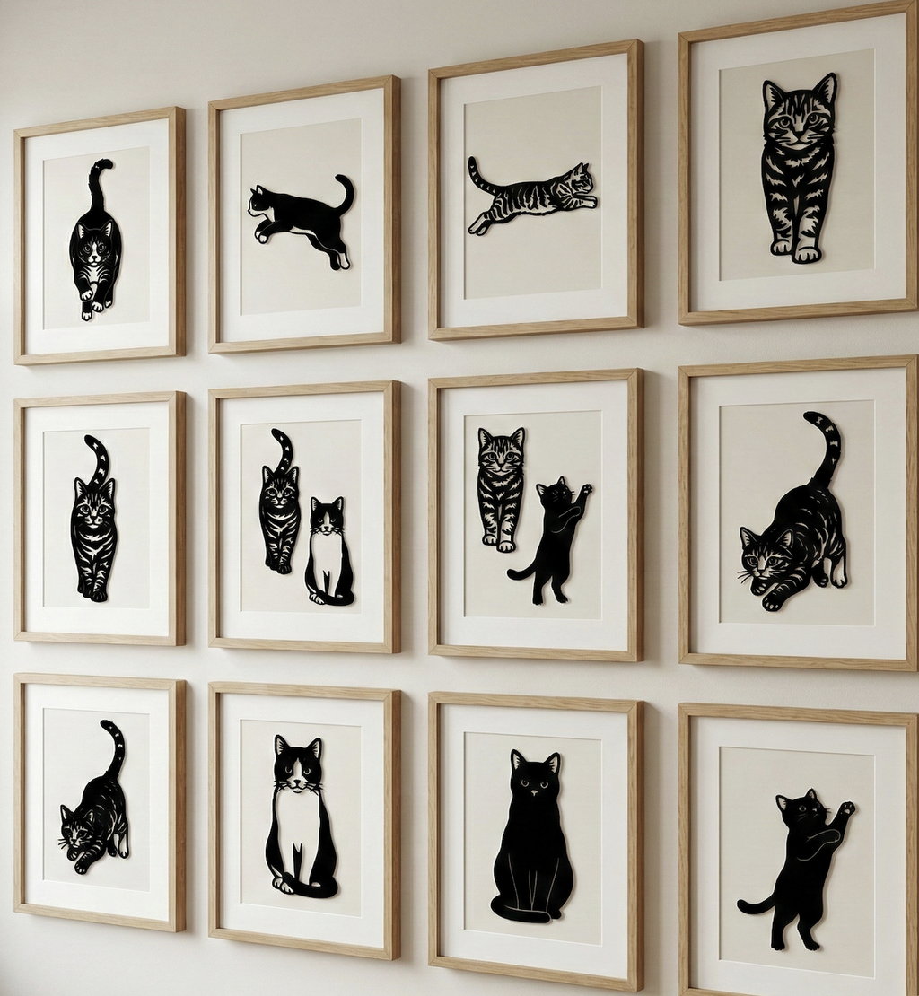 Elegant Minimalist Cat Silhouette Art Collection