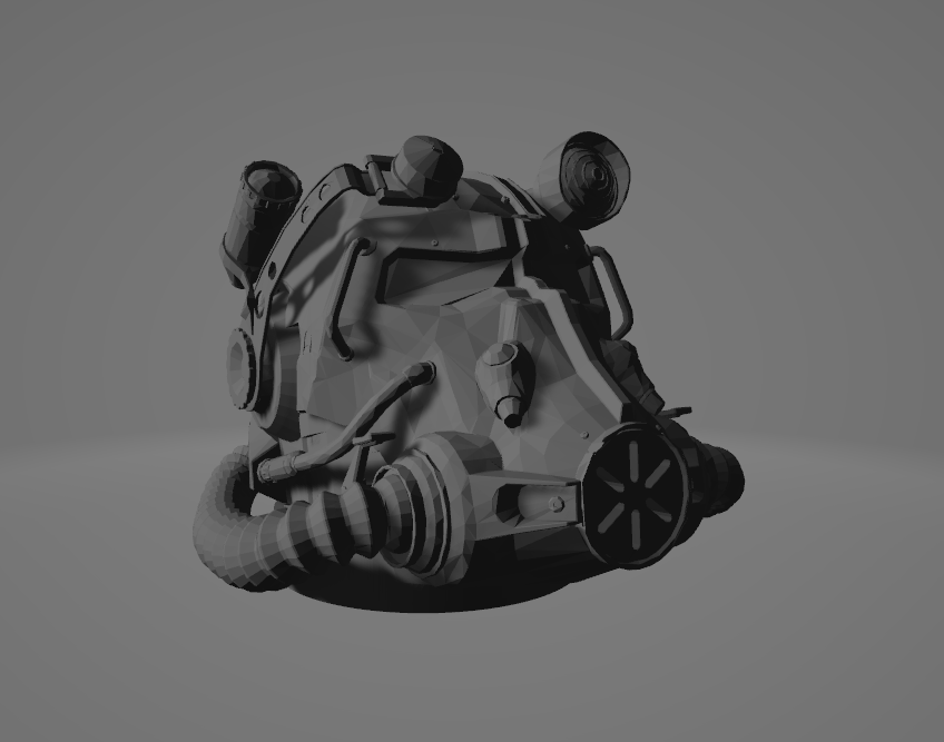 low polly power armor helmet