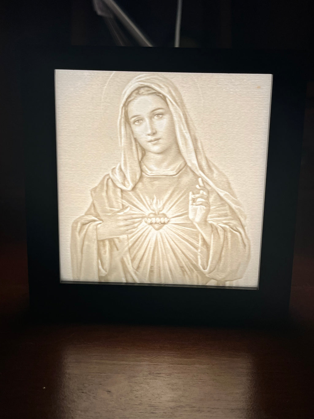 Blessed Virgin Mary Lithophane - 10x10 Lightbox