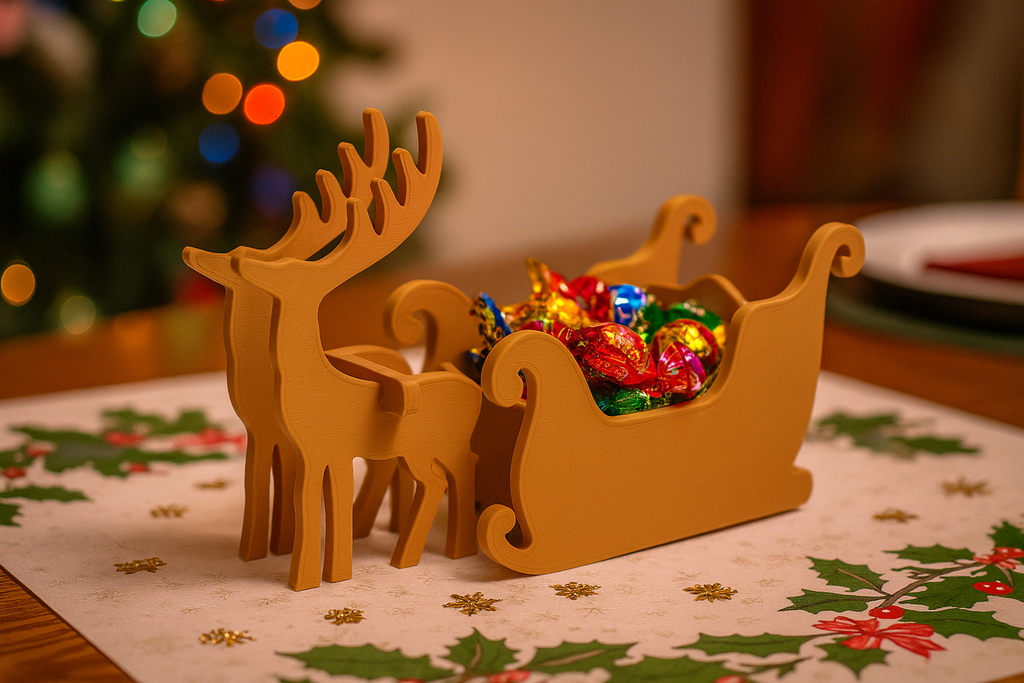 Christmas Reindeer & Sleigh Candy Holder