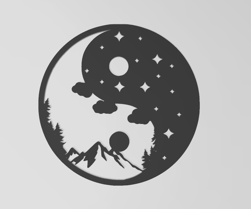 Day and night Yin-Yang 2D wall art