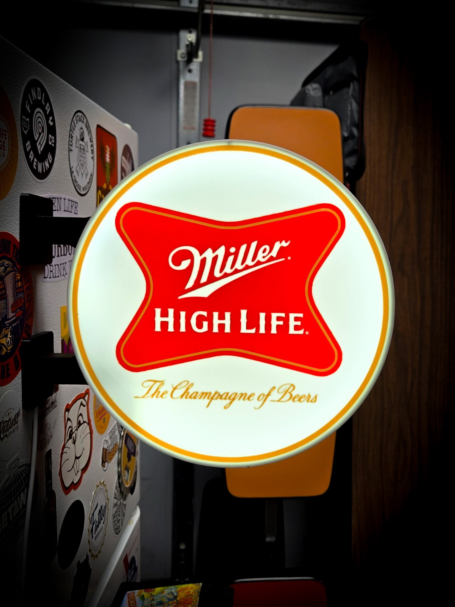 MILLER HIGH LIFE ~ 2-Sided Round Lightbox
