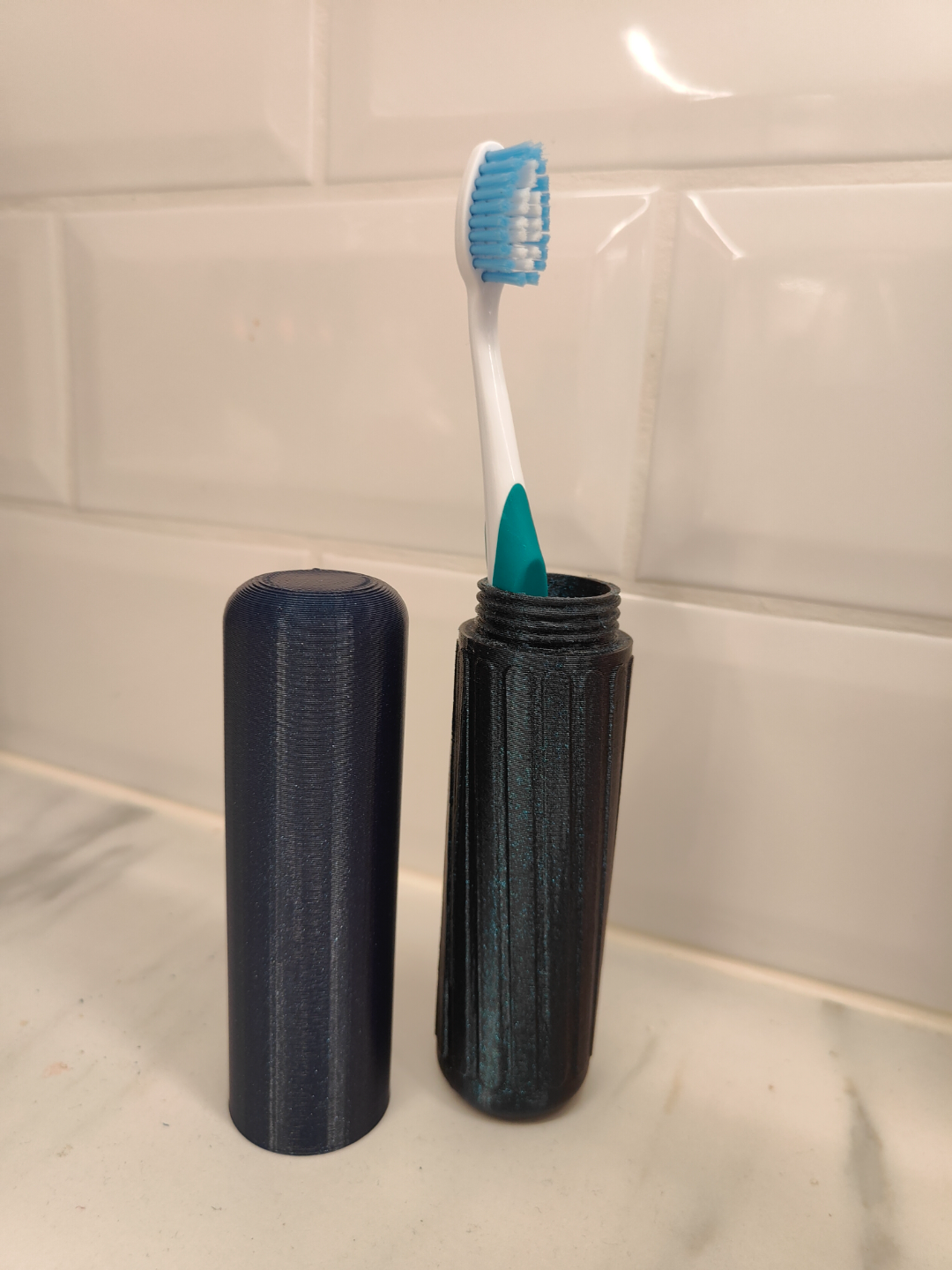 Portable Travel Toothbrush Case - Curved Pattern