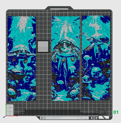 Seascape focused around a Chill'n Sea Turtle with his shades - Set of 3 Bookmarks