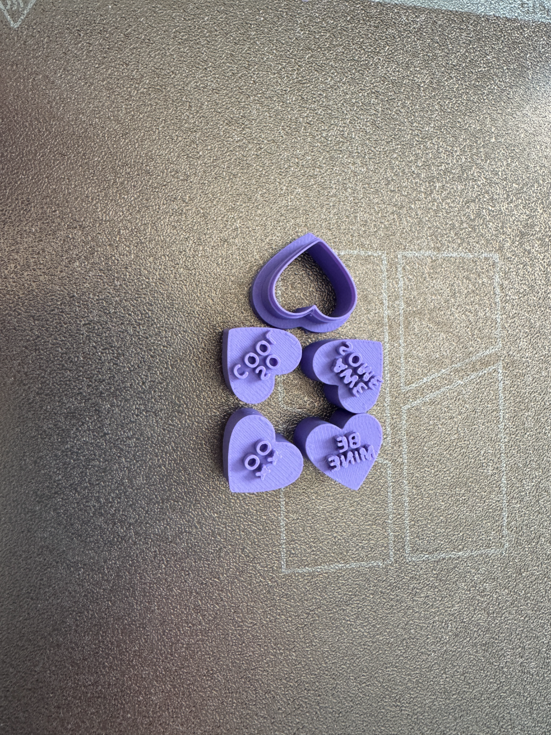 Conversation hearts polymer clay cutter and stamps
