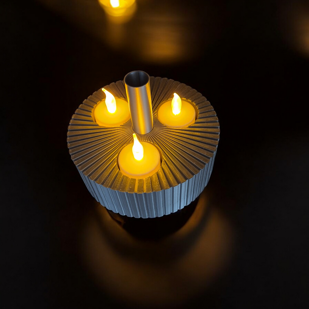 Three-Light Candle Holder with small vase