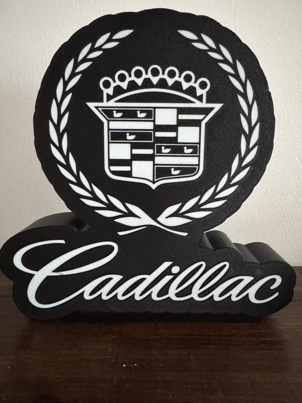 Classic Cadillac Logo in Black & White - LED Light