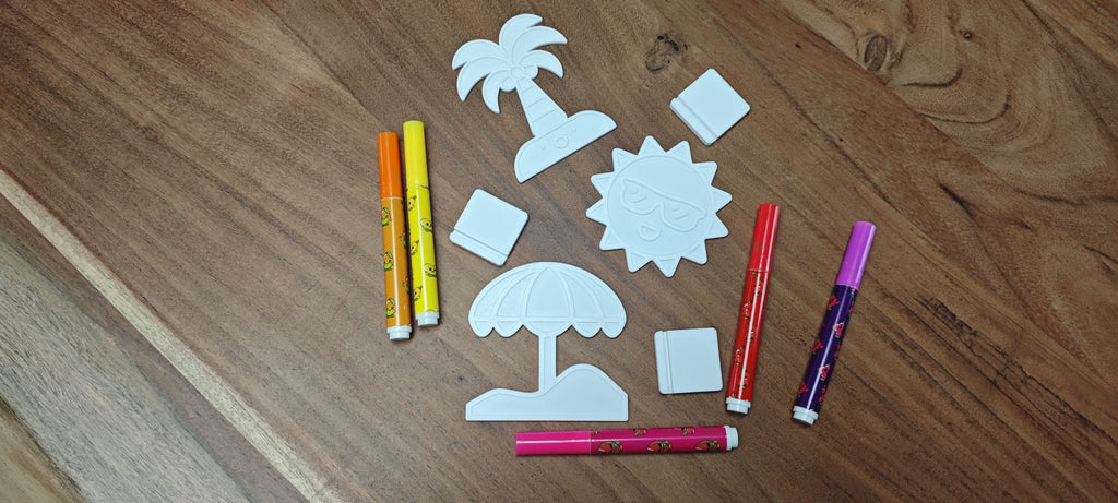 Summer coloring plate with stand (Set 2)