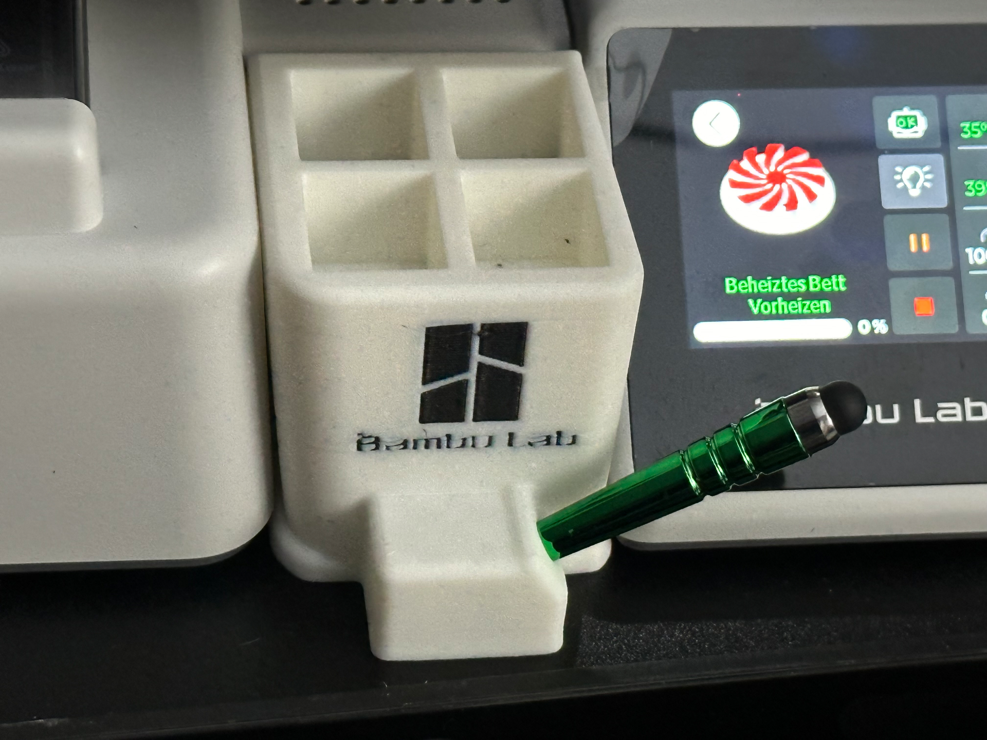 Precision Nozzle Container with Stylus upgrade for the Bambulab A1mini