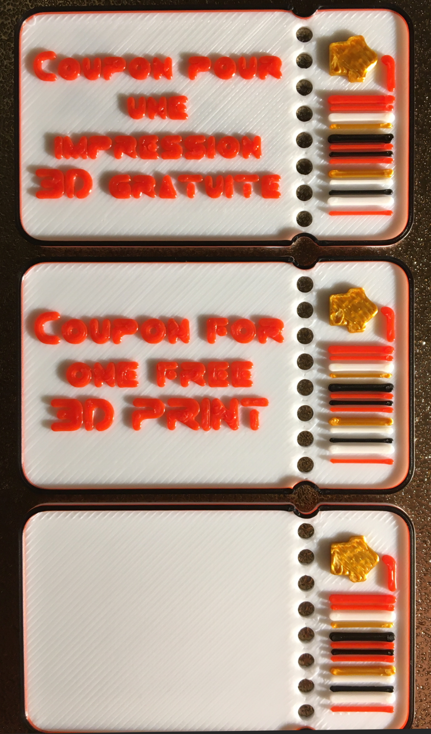 Coupon for free 3D print (nice gift)
