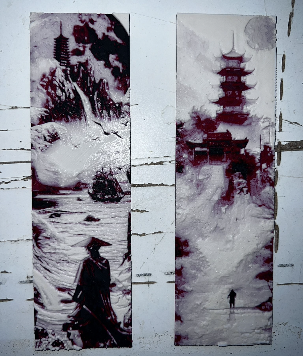 New Set 2 Bookmarks of Japanese landscape hueforge