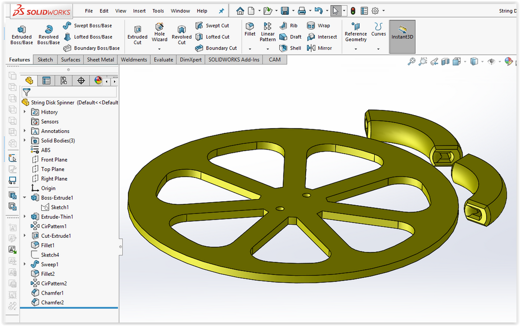 3D Printed String and Disk Centrifugal Spinner