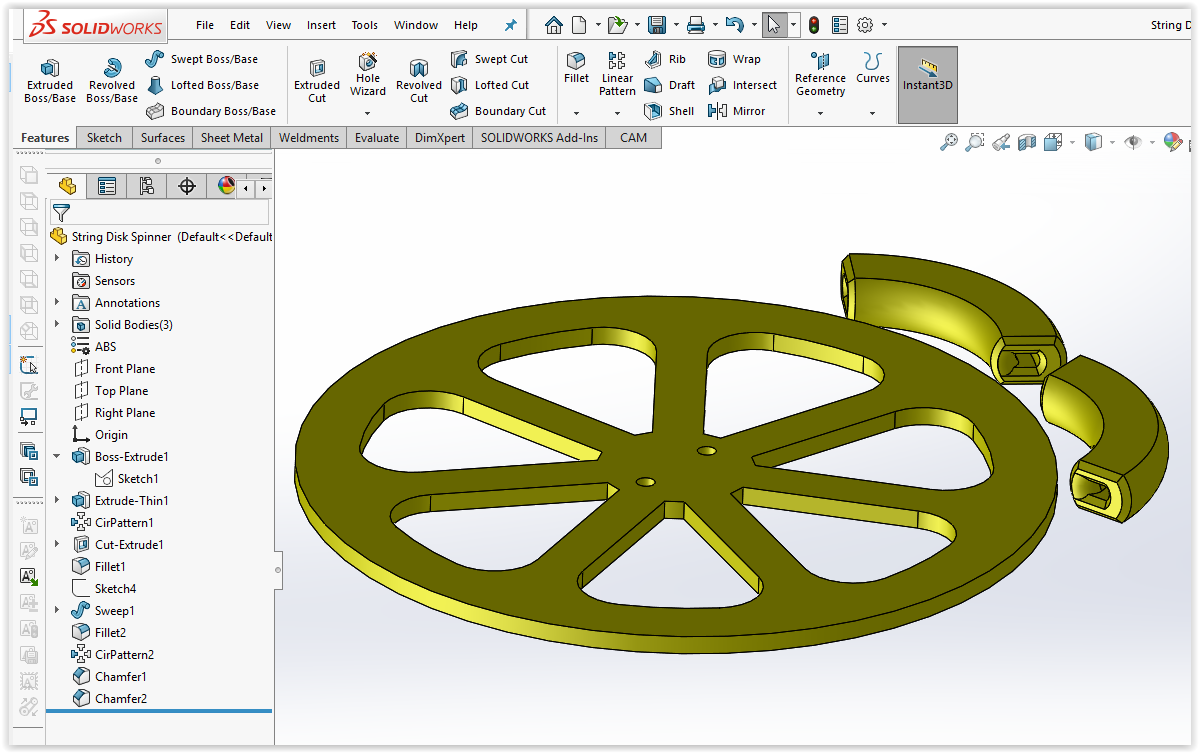 3D Printed String and Disk Centrifugal Spinner