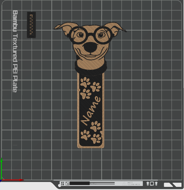Dog bookmark with customizable name