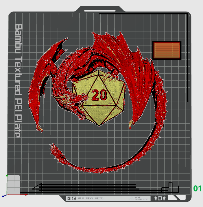 Dragon Circle and 20 sided die - Hueforge Designed