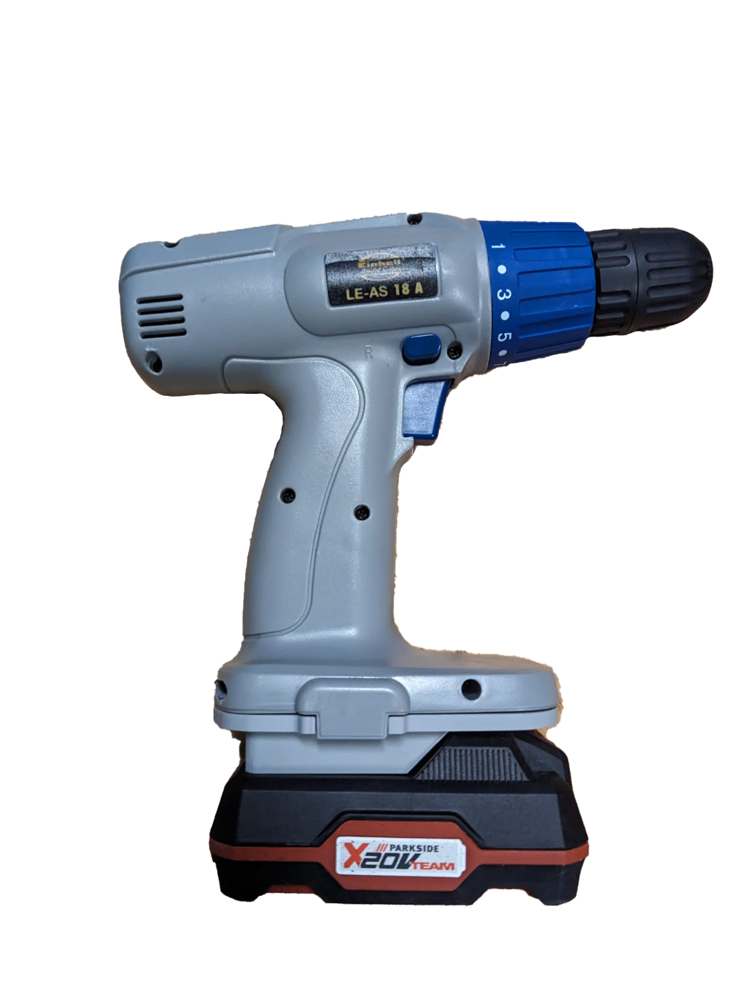 Battery Adapter - Einhell (oldschool) to PARKSIDE X 20 V Team (Akku-Bohrschrauber LE-AS 18-2)