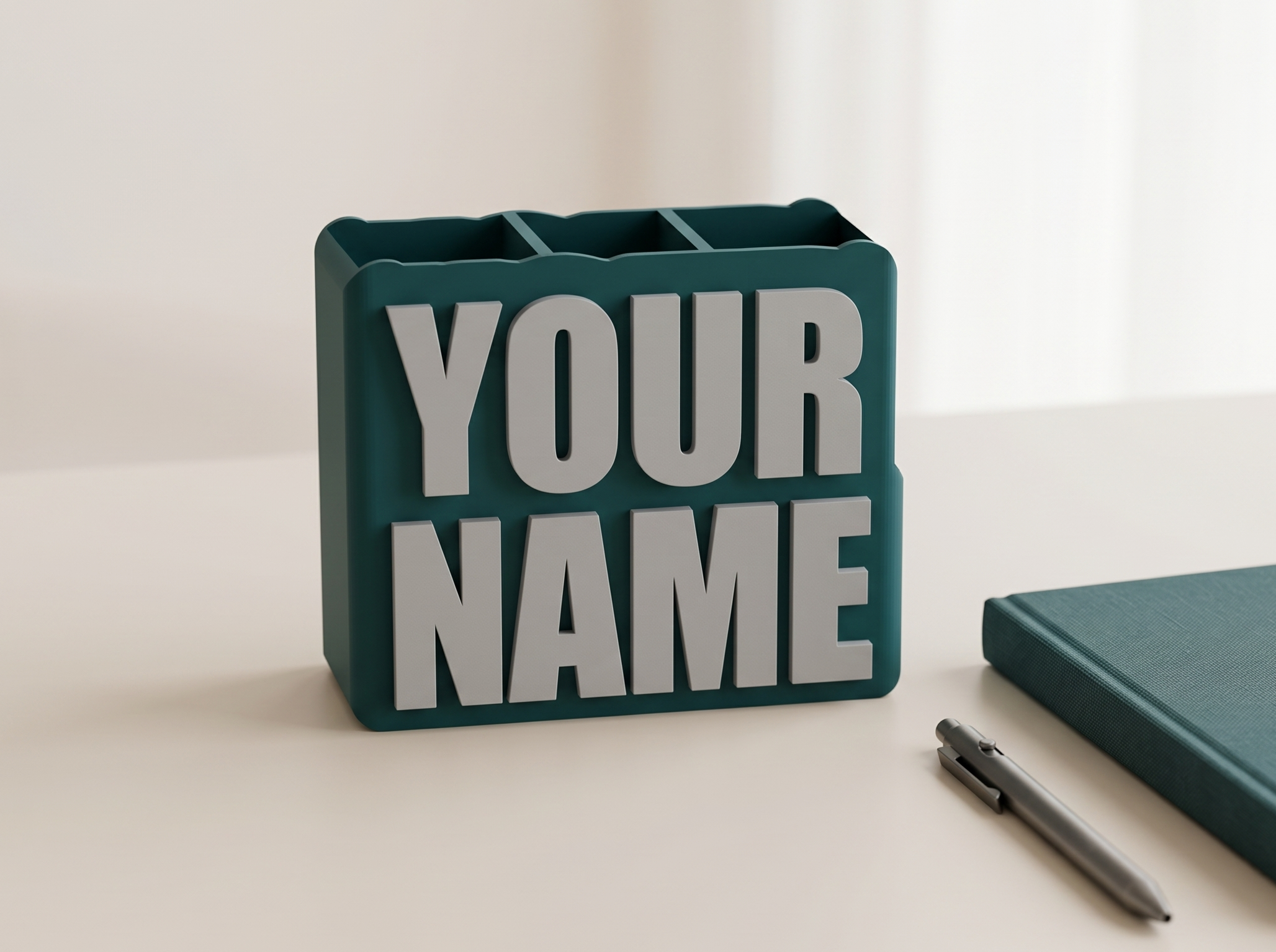 Custom Text & Name Desk Organizer Maker