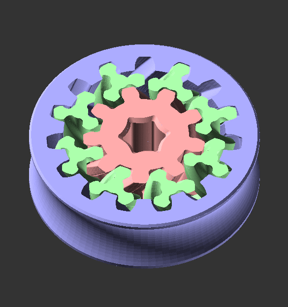 fidget planetary gear with three-teeth-planets