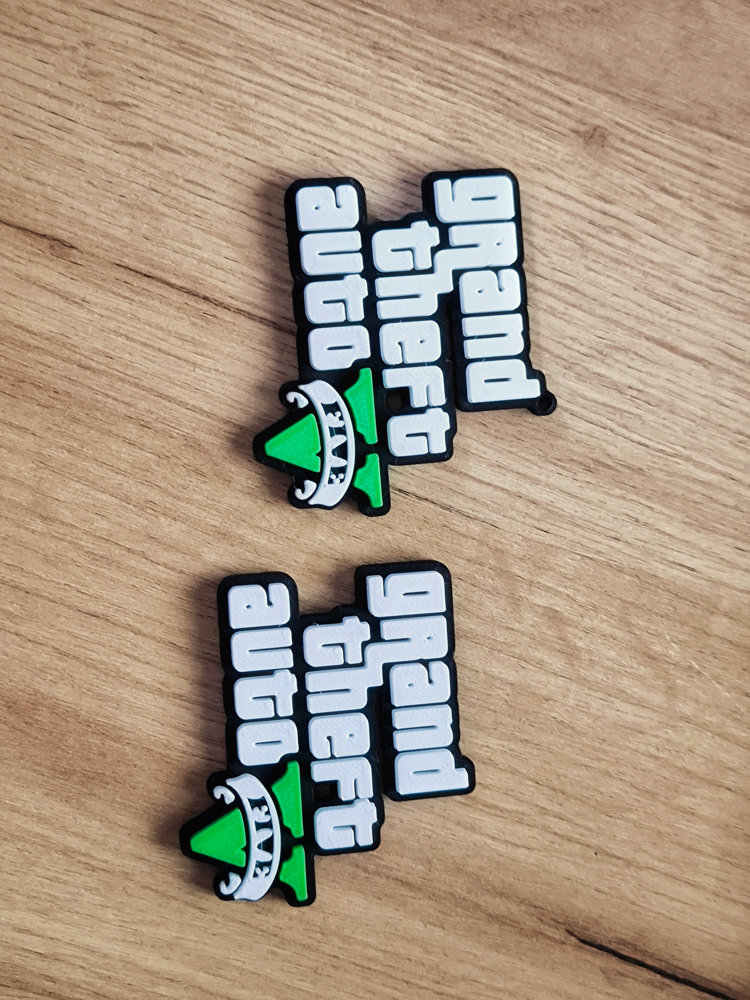 GTA logo keychain, fridge magnet, badge
