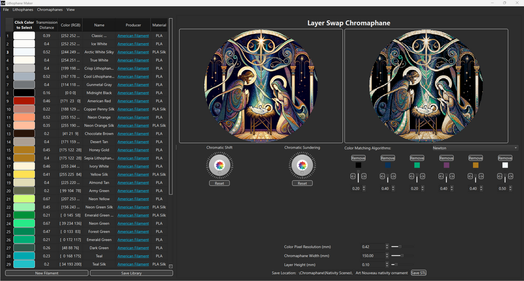 Art Nouveau Nativity Chromaphane - LithophaneMaker