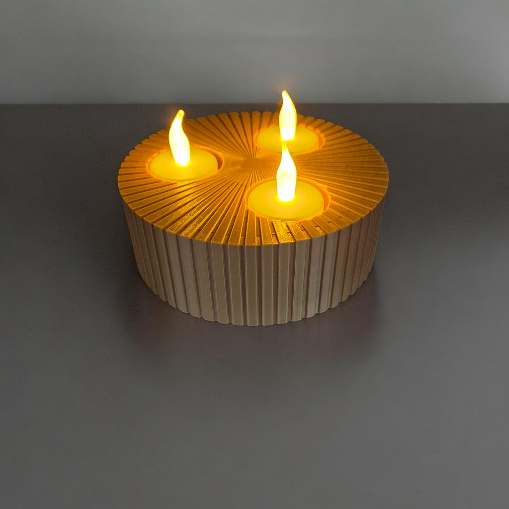 Three-Light Candle Holder with Elegant Rib Design