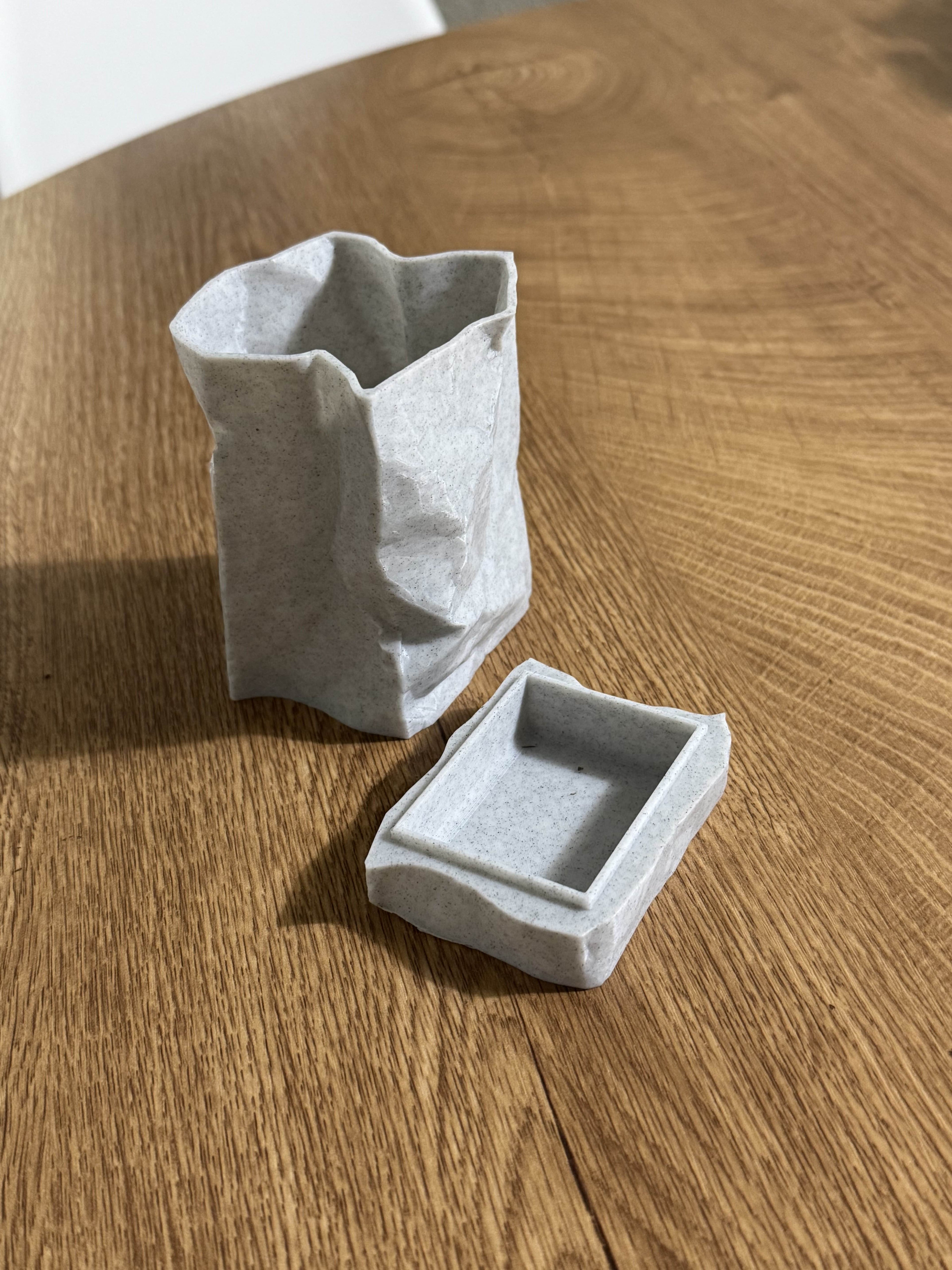 Paper Bag Planter w/ drip tray