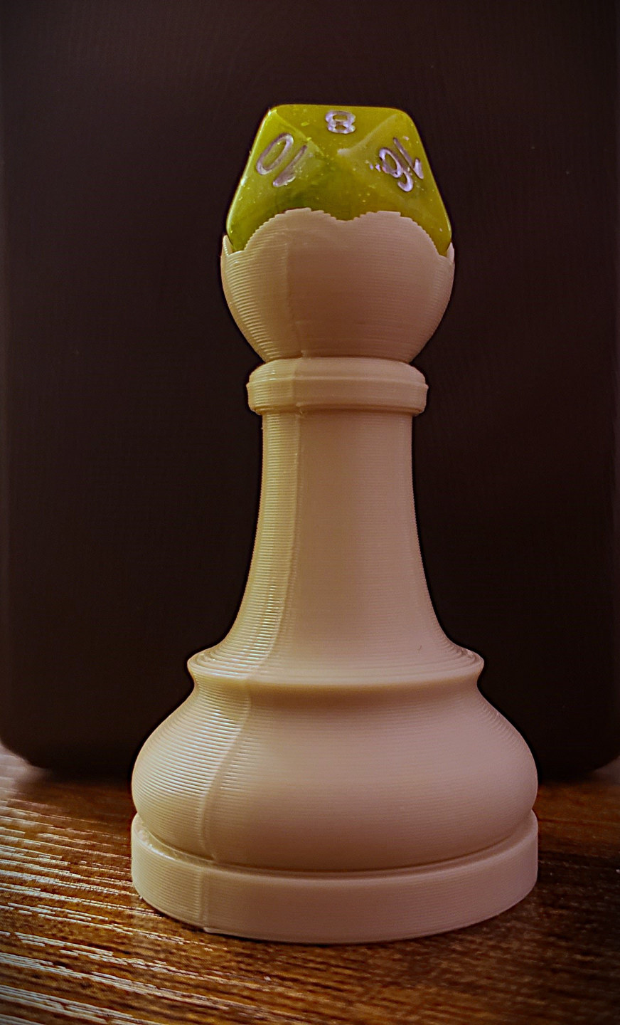 Chess Pawn with bolt for holding d20