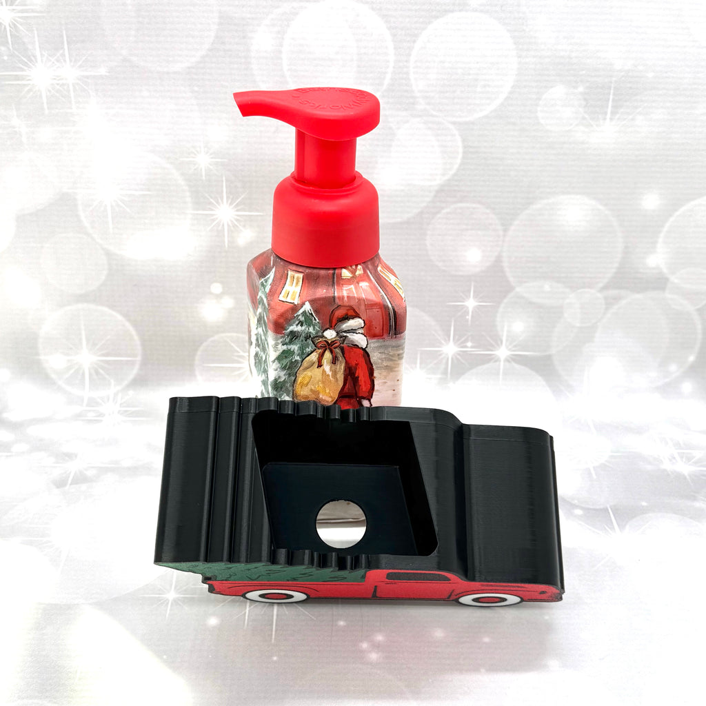 Vintage Red Truck w Tree B&BW Soap Bottle Holder