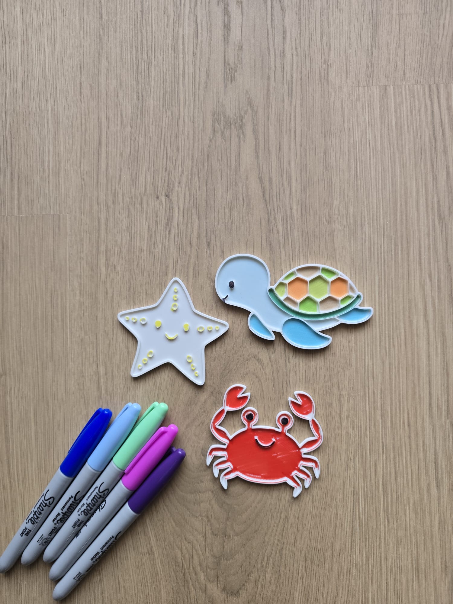 Sea Animal Coloring Color Turtle Crab Star Marker
