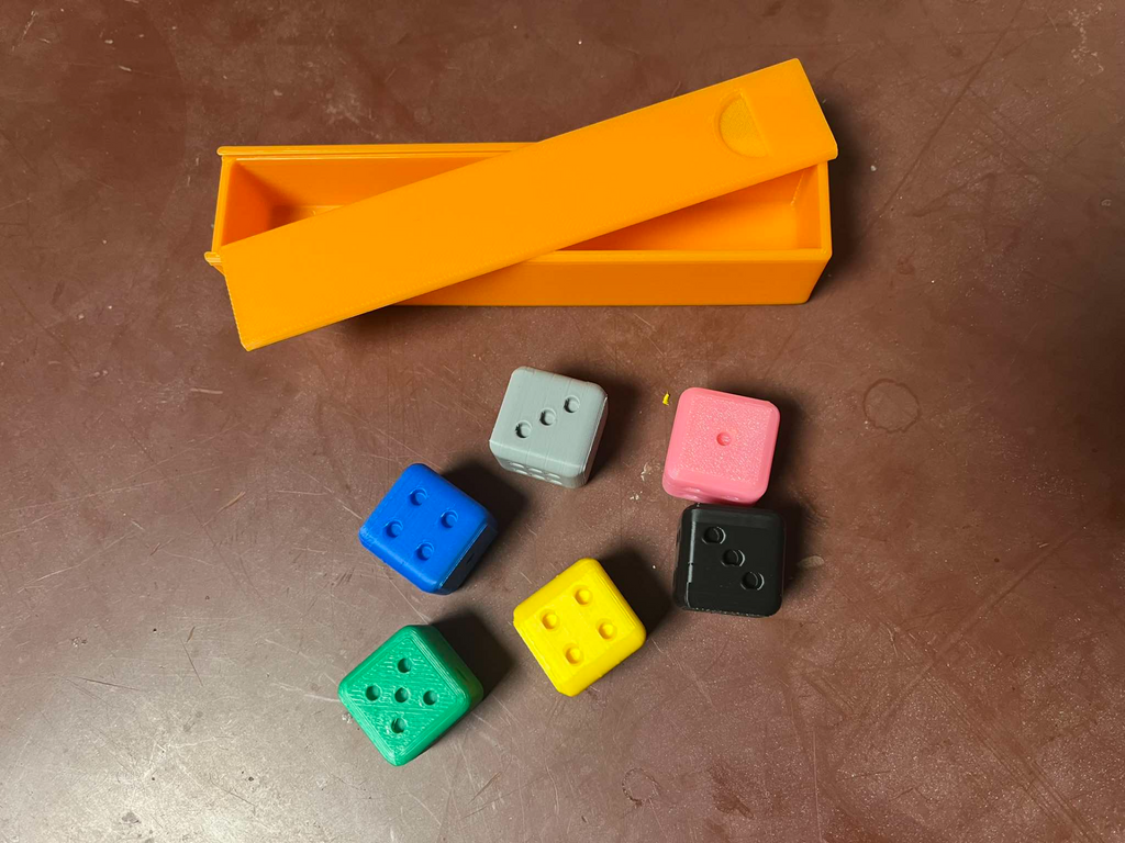 Playing dice in a case