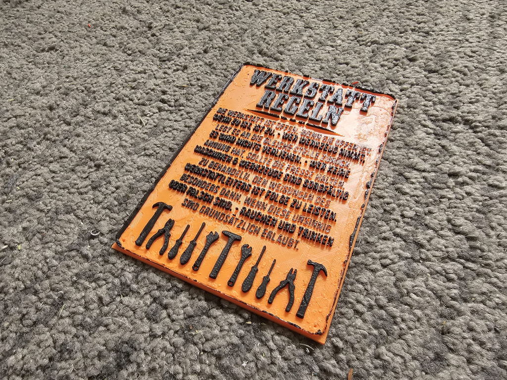 Werkstatt Regeln Schild