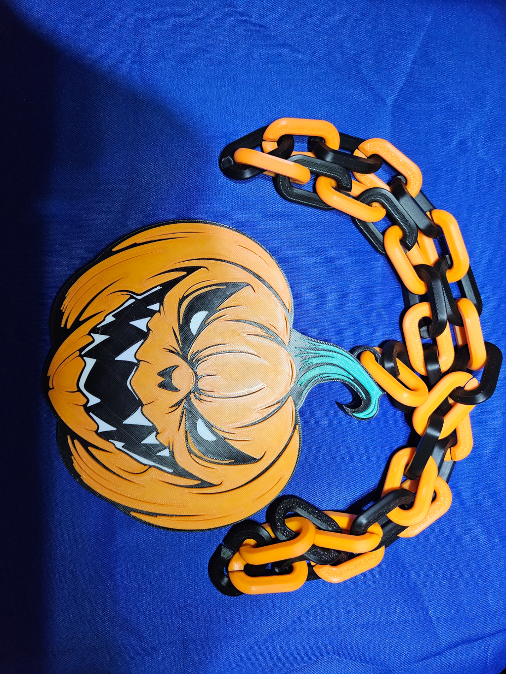 Halloween Jacko Killer Pumpkin Emblem Chain Link