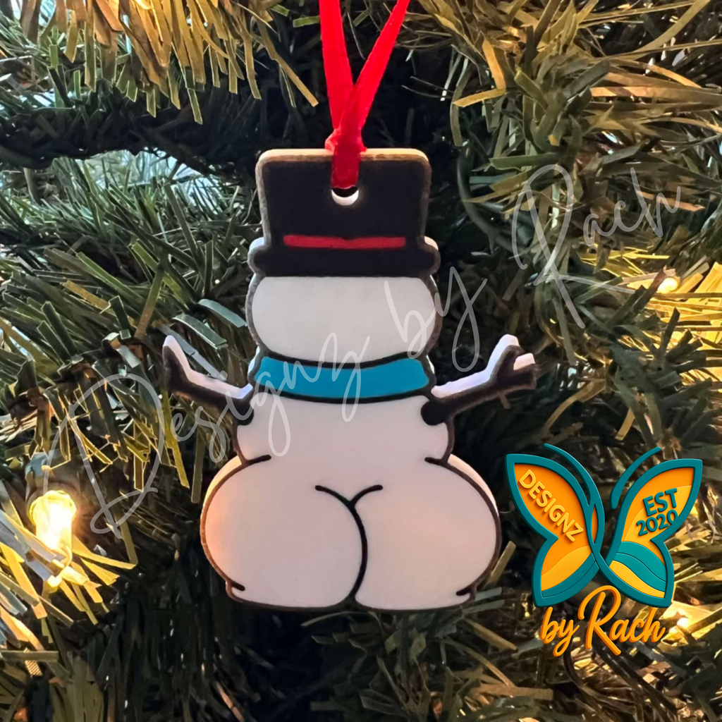 Snowman Booty Christmas Ornament
