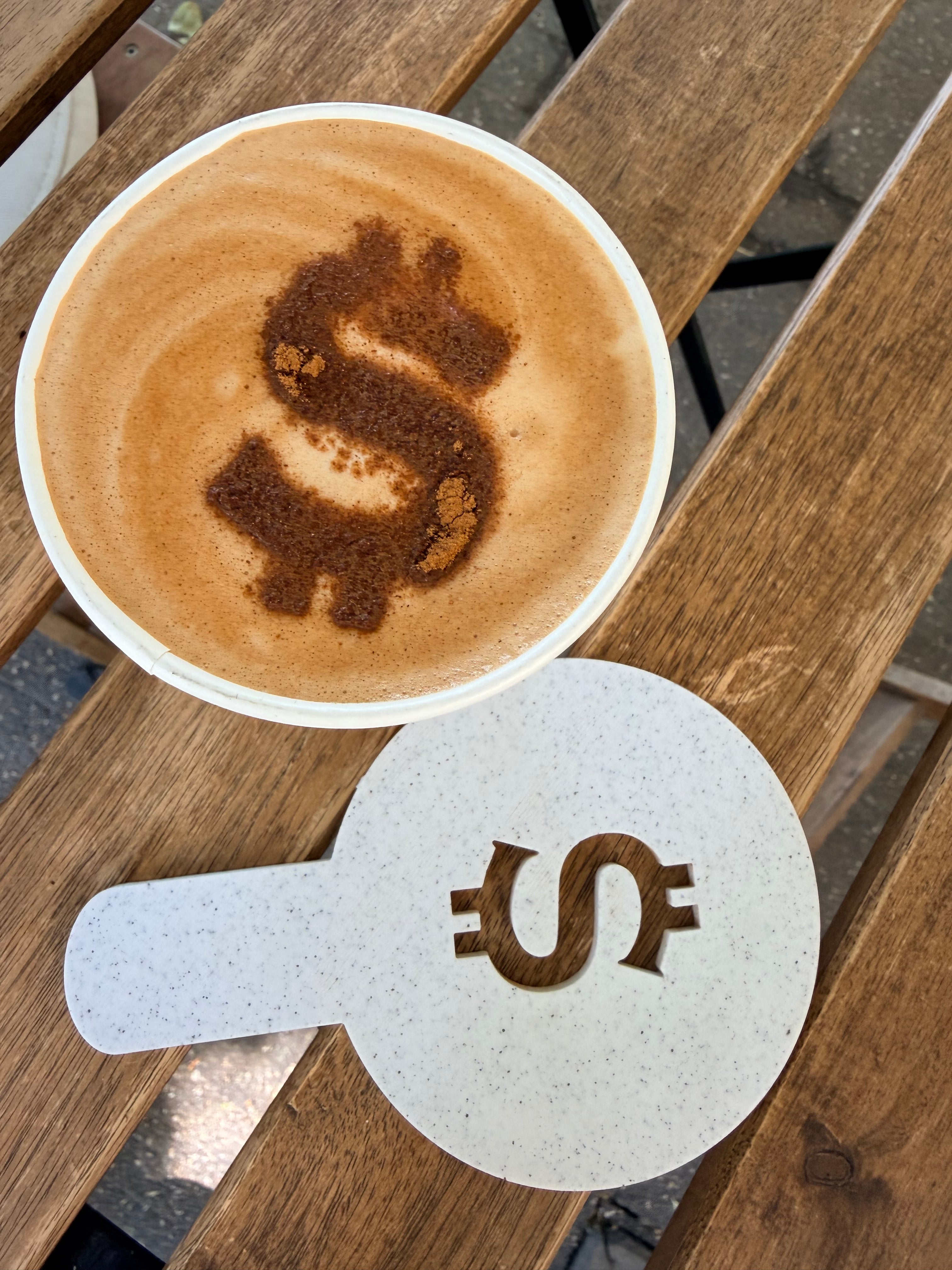 Coffee Stencil – Dollar Sign ($)