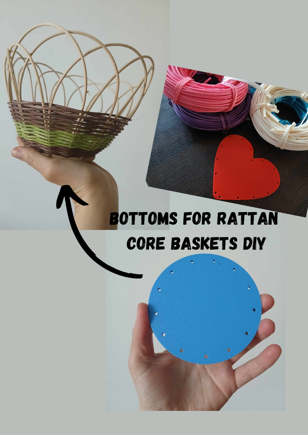 Bottoms for rattan core baskets diy