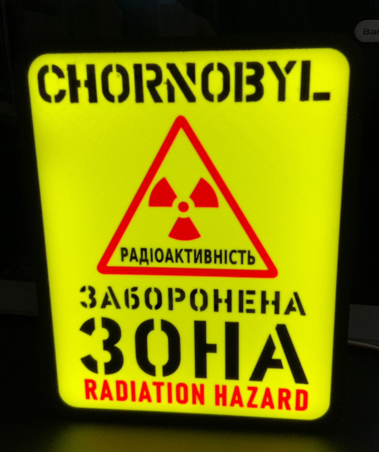 Chornobyl Restricted Area Radiation LED Lightbox