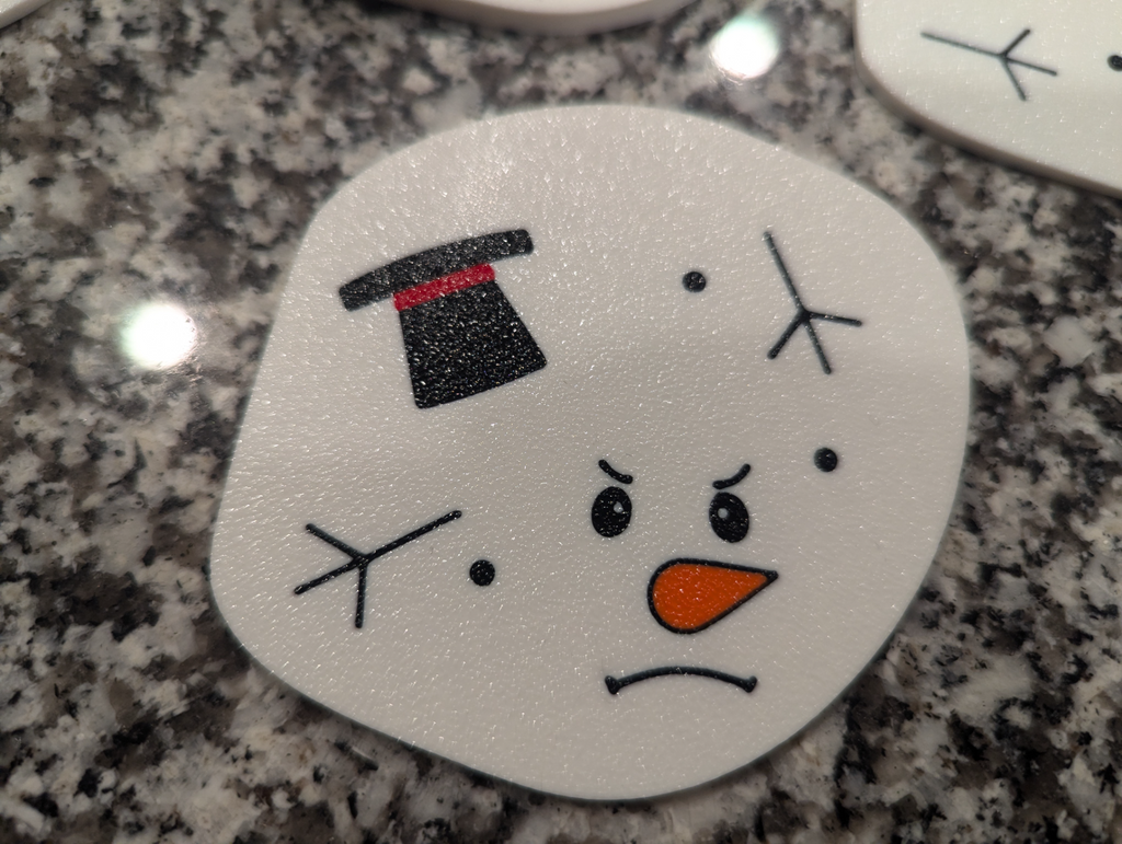 Melted Snowman Coaster Set + Holder - A Frosty End