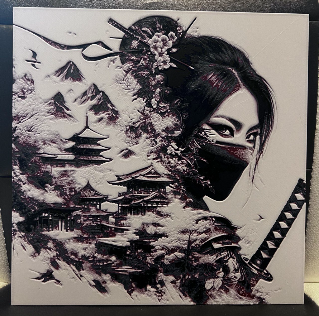 Samurai girl 3 landscape japan hueforge 200x200