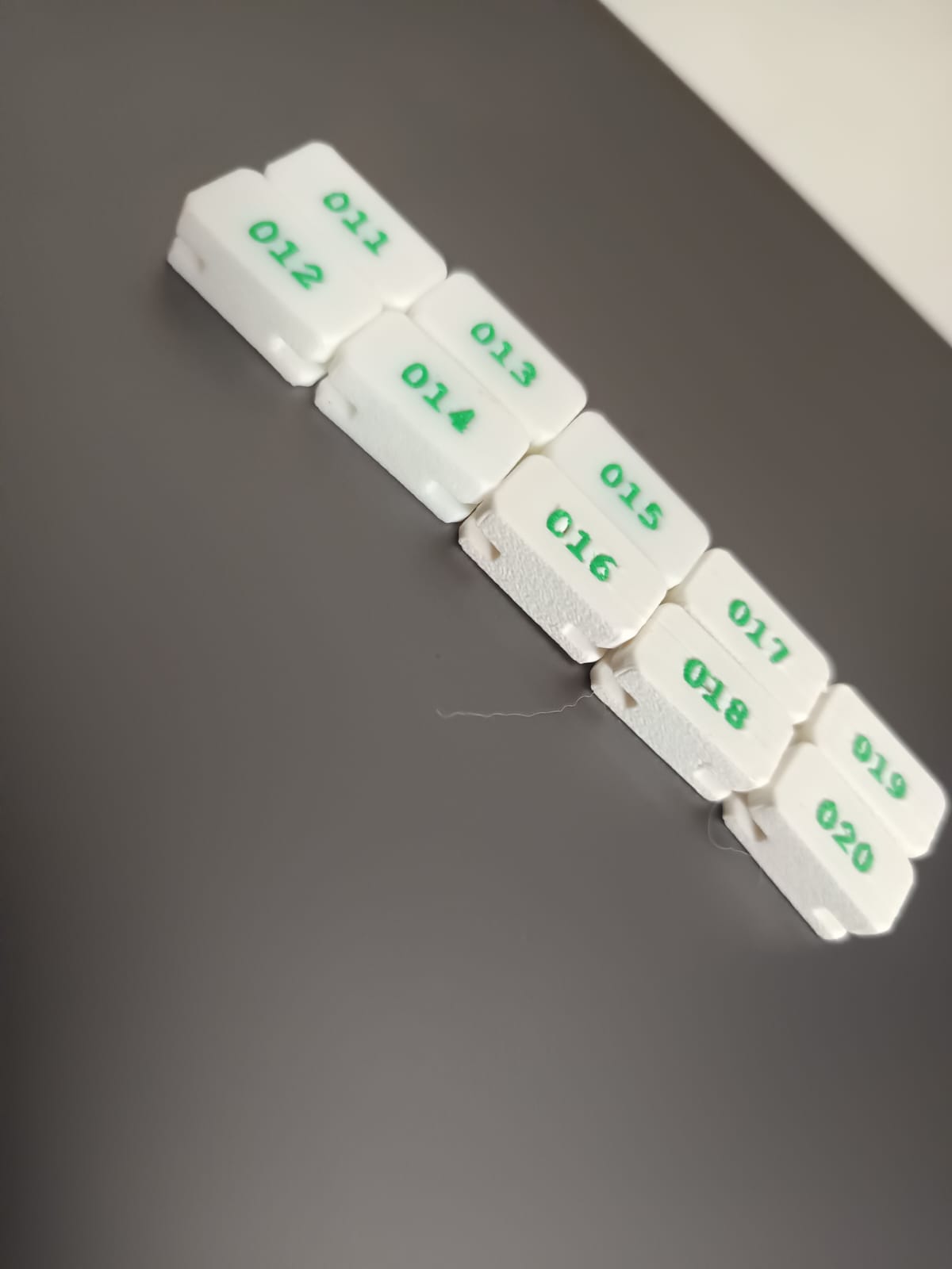 Chapa de anilla de canarios de 011 al 020