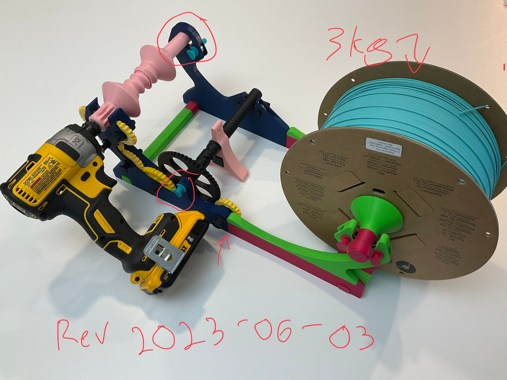 Pastamatic Filament Spool Winder for Bambu X1C/P1P AMS (level winder with self reversing leadscrew)